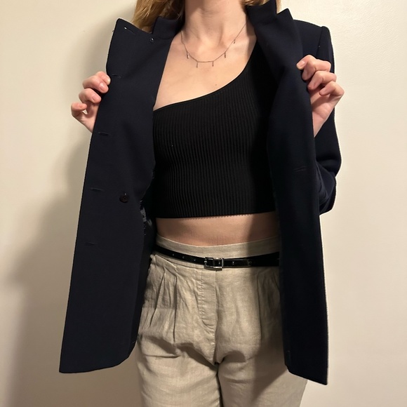 Kasper A.S.L. Navy Blue Suit Jacket Blazer with Velvet Details Size 6 - Picture 6 of 9